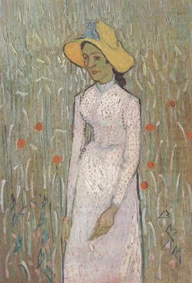 Vincent Van Gogh Young Girl Standing against a Background of Wheat (nn04) china oil painting image